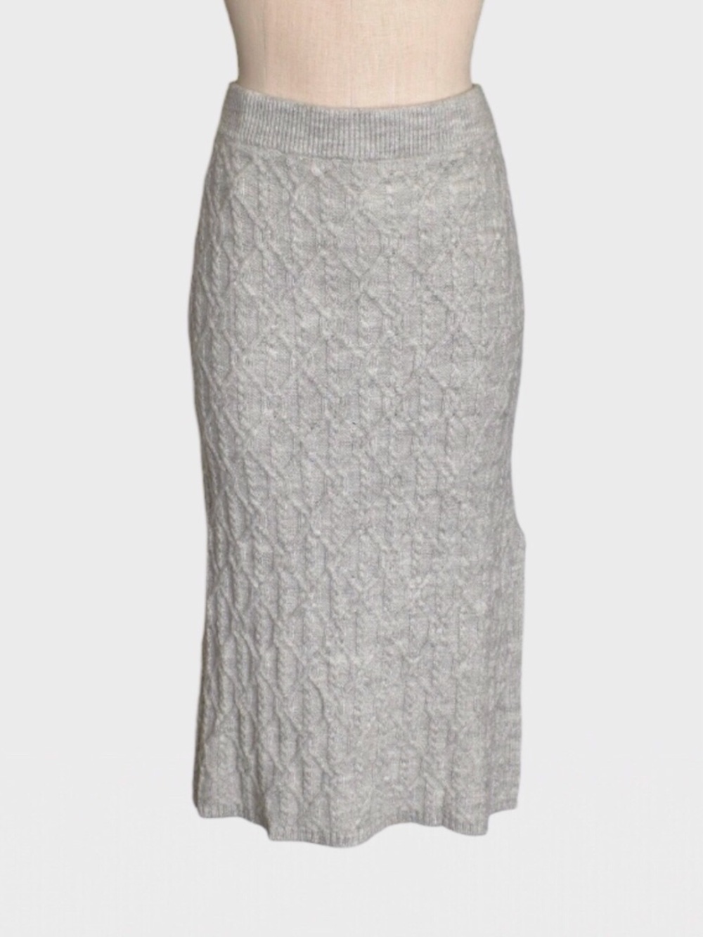 Greige Cable Knit Sweater Skirt